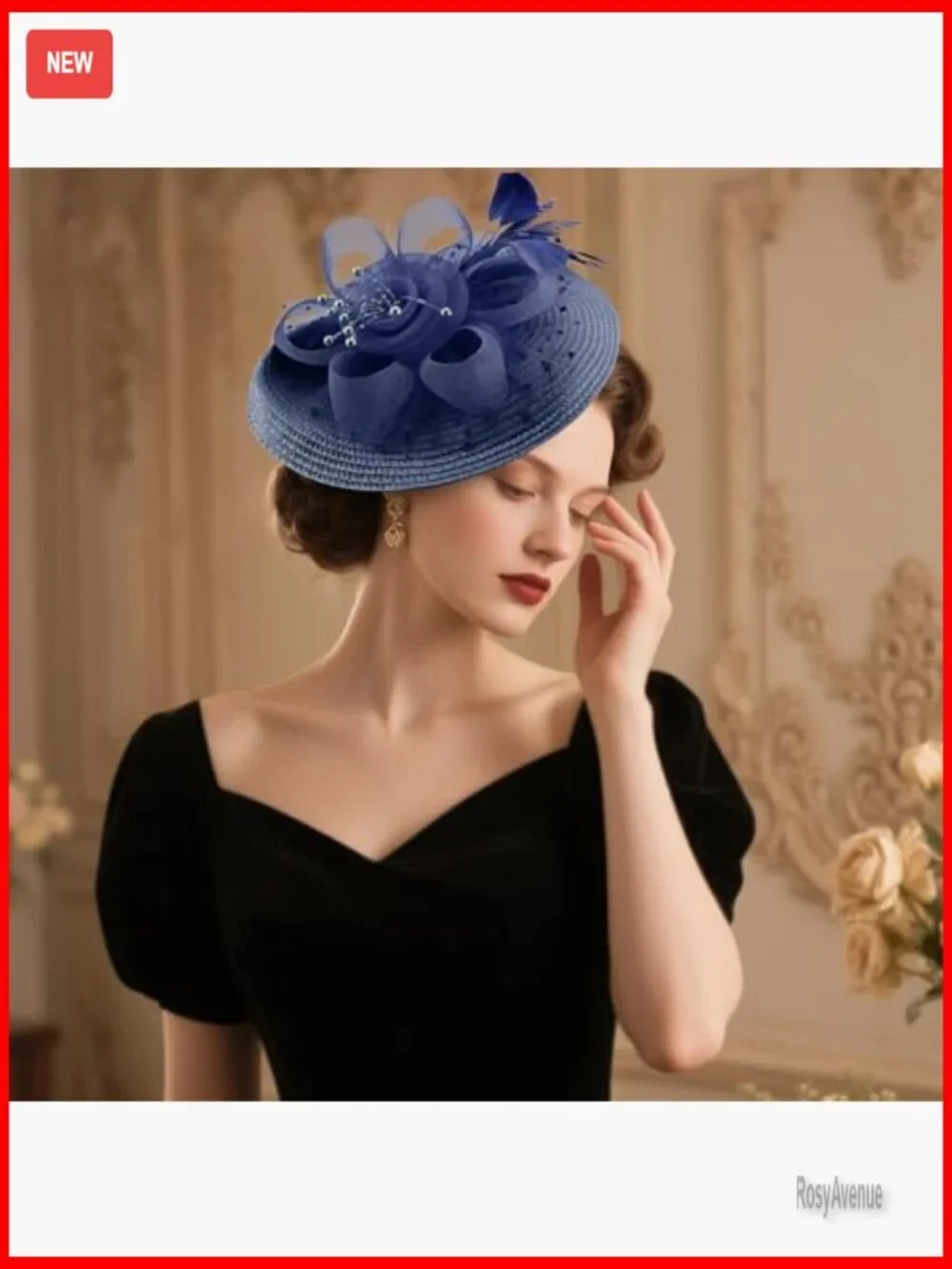 Vintage Feather Fascinator Hat with Headband Clip for Weddings Tea Parties